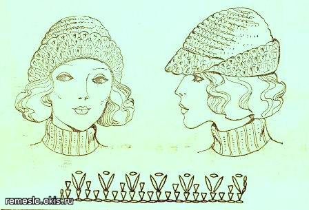 Женская шапочка крючком с полями